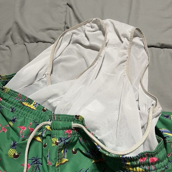Polo Ralph Lauren Shorts Mens XL Green Swim Trunks Pockets Surf Flamingo Beach - Picture 9 of 9